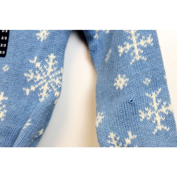 NWT VTG Old Navy Baby Sz 2 3 Blue White Snowflake Knit Pullover Sweater Winter - Picture 2 of 5